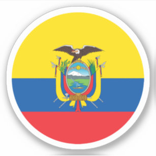 Pegatina redonda de la bandera de Ecuador