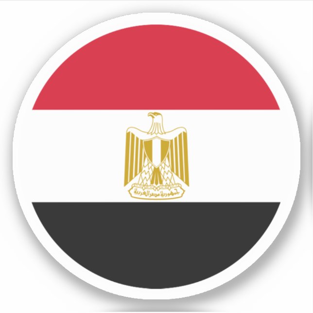 Pegatina redonda de la bandera de Egipto (Anverso)