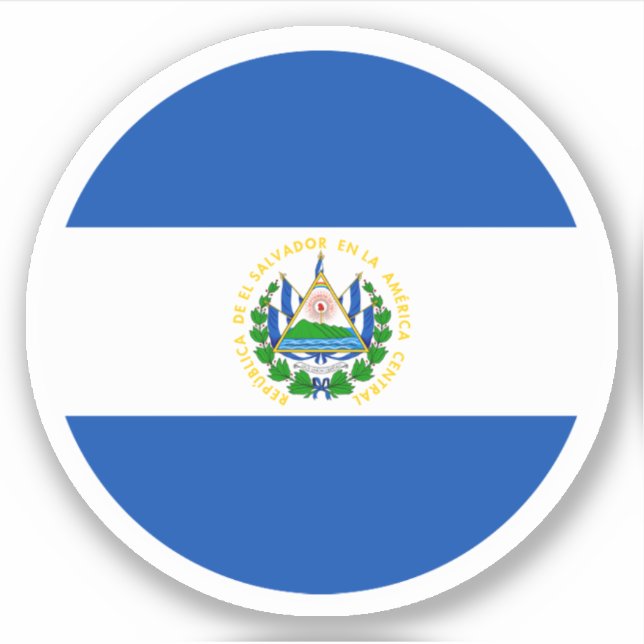 Pegatina redonda de la bandera de El Salvador (Anverso)