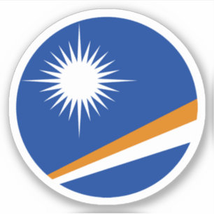 Pegatina redonda de la bandera de las Islas Marsha