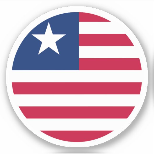 Pegatina redonda de la bandera de Liberia (Anverso)