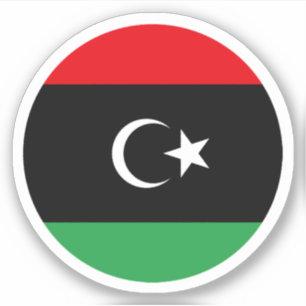 Pegatina redonda de la bandera de Libia