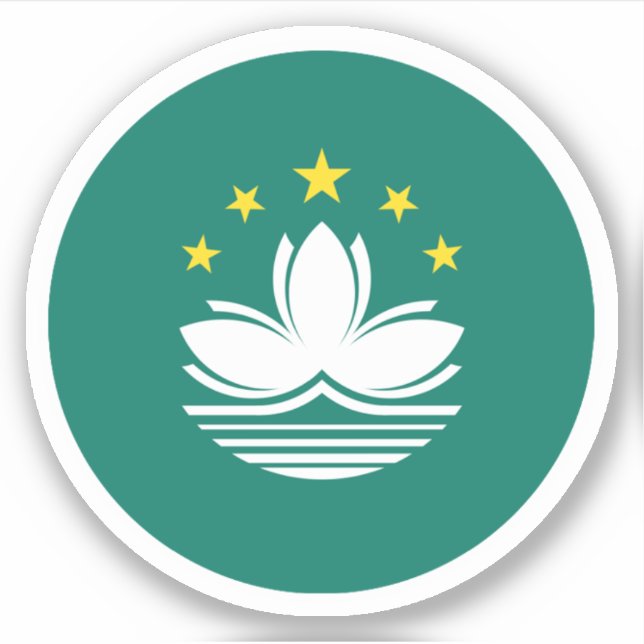 Pegatina redonda de la bandera de Macao (Anverso)