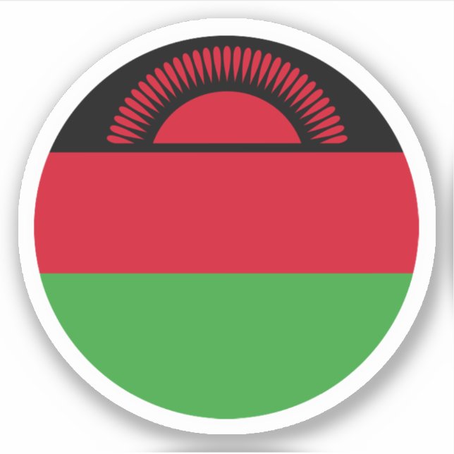 Pegatina redonda de la bandera de Malawi (Anverso)