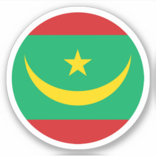 Pegatina redonda de la bandera de Mauritania