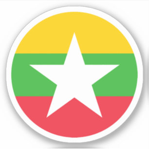 Pegatina redonda de la bandera de Myanmar