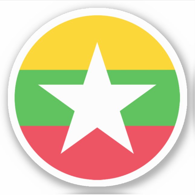Pegatina redonda de la bandera de Myanmar (Anverso)