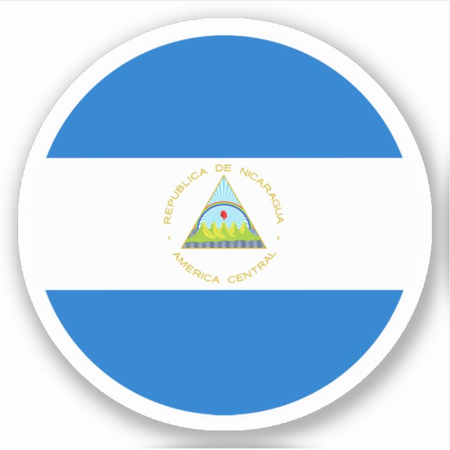 Pegatina redonda de la bandera de Nicaragua (Anverso)