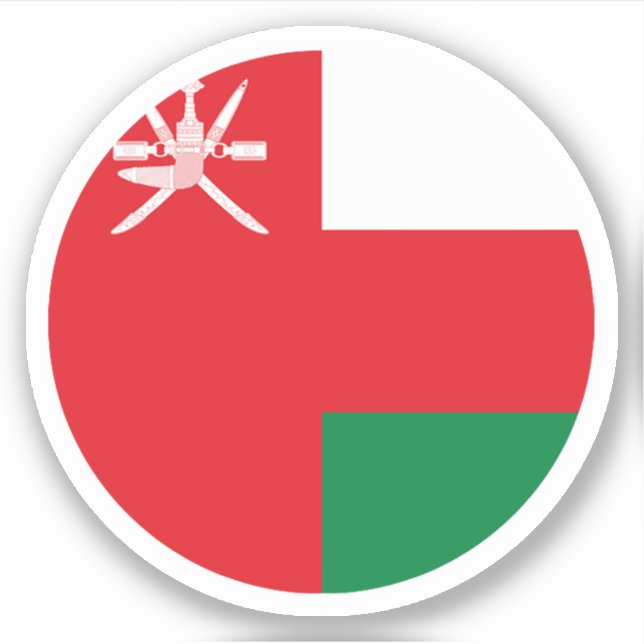 Pegatina redonda de la bandera de Omán (Anverso)