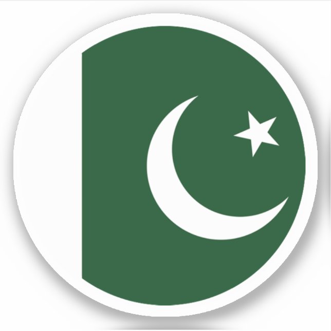 Pegatina Redonda de la Bandera de Pakistán (Anverso)