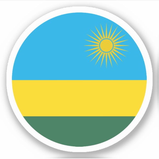 Pegatina Redonda de la Bandera de Ruanda (Anverso)