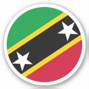 Pegatina redonda de la bandera de Saint Kitts y Ne