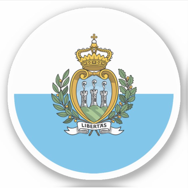 Pegatina redonda de la bandera de San Marino (Anverso)
