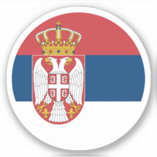 Pegatina redonda de la bandera de Serbia
