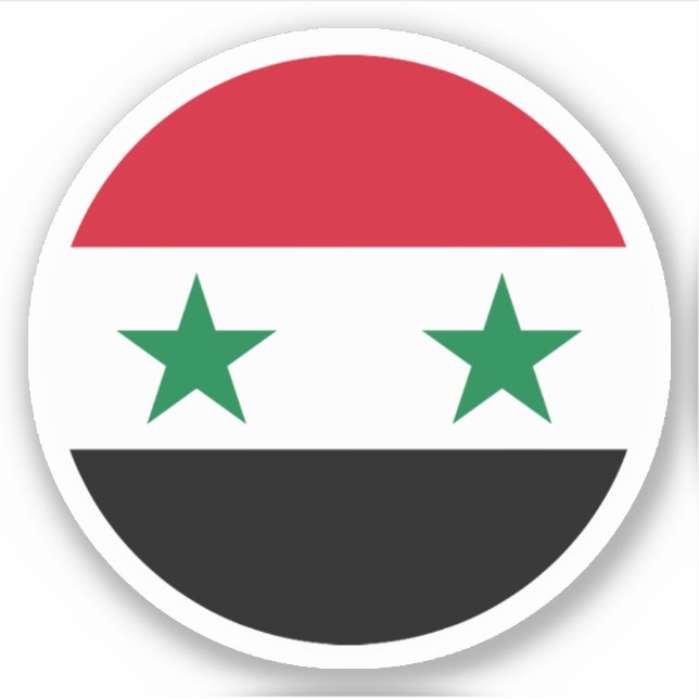 Pegatina redonda de la bandera de Siria (Anverso)
