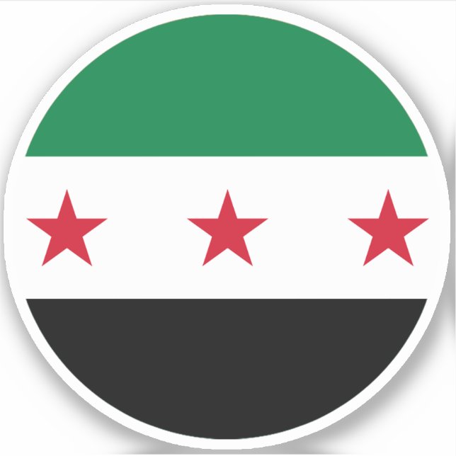 Pegatina redonda de la bandera de Siria (Anverso)