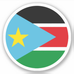 Pegatina redonda de la bandera de Sudán del Sur