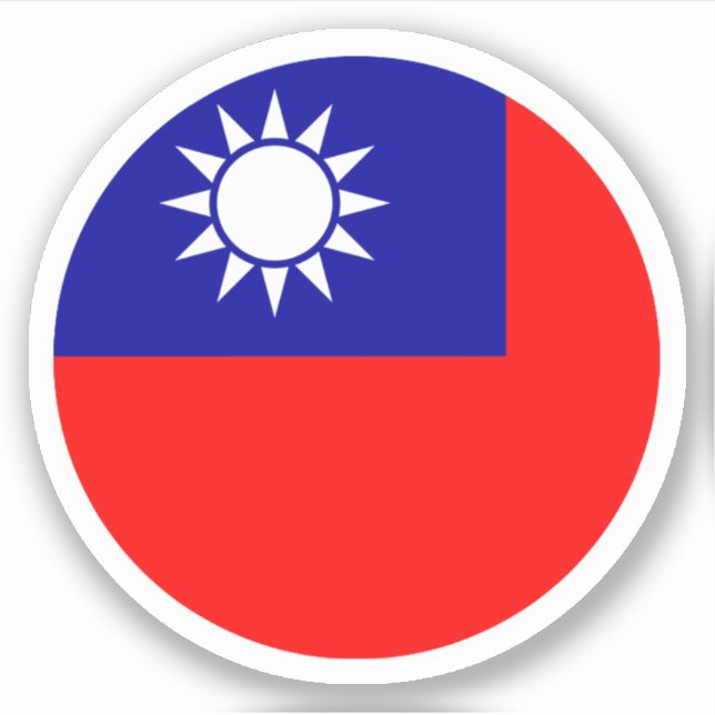 Pegatina redonda de la bandera de Taiwán (Anverso)