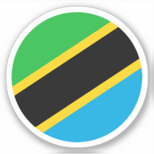 Pegatina redonda de la bandera de Tanzania