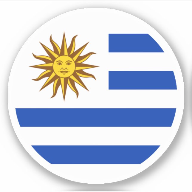 Pegatina redonda de la bandera de Uruguay (Anverso)