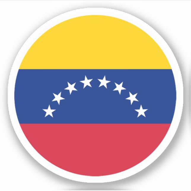 Pegatina redonda de la bandera de Venezuela (Anverso)