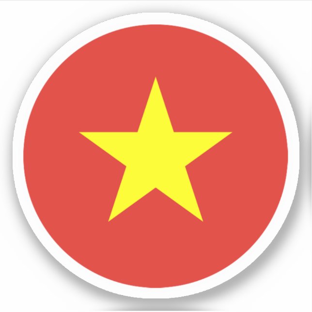 Pegatina redonda de la bandera de Vietnam (Anverso)