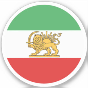 Pegatina redonda de la bandera del león de Irán