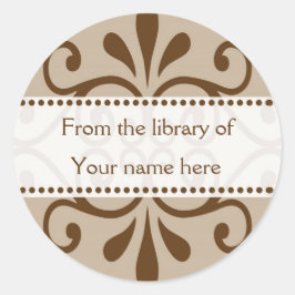Pegatina Redonda De La Biblioteca De Librerías