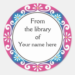 Pegatina Redonda De La Biblioteca De Librerías - Brazos Blancos