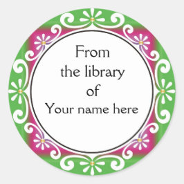 Pegatina Redonda De La Biblioteca De Librerías - Brazos Blancos