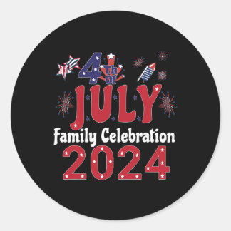 Pegatina Redonda De La Celebración Familiar 2024 De Julio Que Coinc