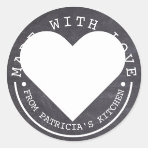 Pegatina Redonda De La Cocina De - Hecho Con Amor Chalkboard