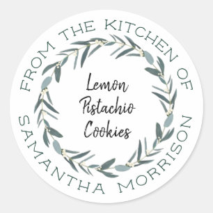 Pegatina Redonda De La Cocina De Ilustración moderna del eucalipt