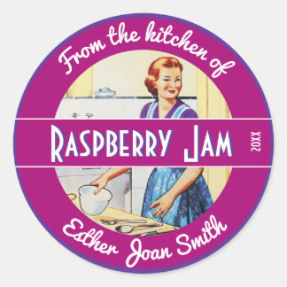 Pegatina Redonda De la cocina de la cocina de la cocina de época