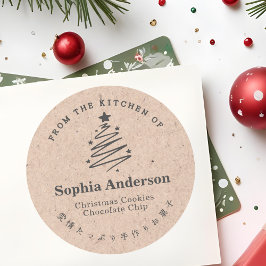 Pegatina Redonda De la cocina de la estrella del árbol de Navidad