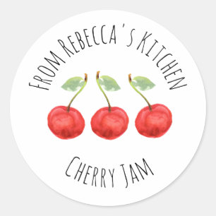Pegatina Redonda De La Cocina De La Ronda Clásica De Cherry Jam