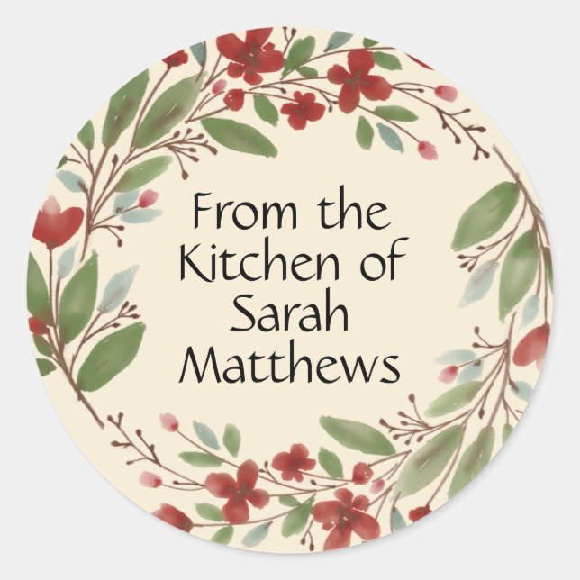 Pegatina Redonda De la cocina de los pegatinas (Anverso)