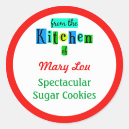 Pegatina Redonda De la cocina de los Pegatinas rojos verdes