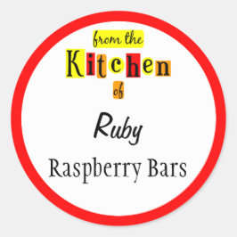 Pegatina Redonda De la cocina de los retro Pegatinas editables rojo