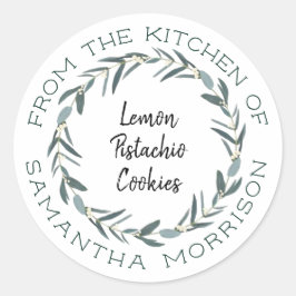 Pegatina Redonda De La Cocina De | Moderno eucalipto Wreath