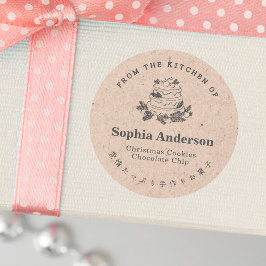 Pegatina Redonda De la cocina de Navidades hace un rústico de la kr