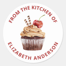 Pegatina Redonda De la cocina de pasteles dulces pastelería panader