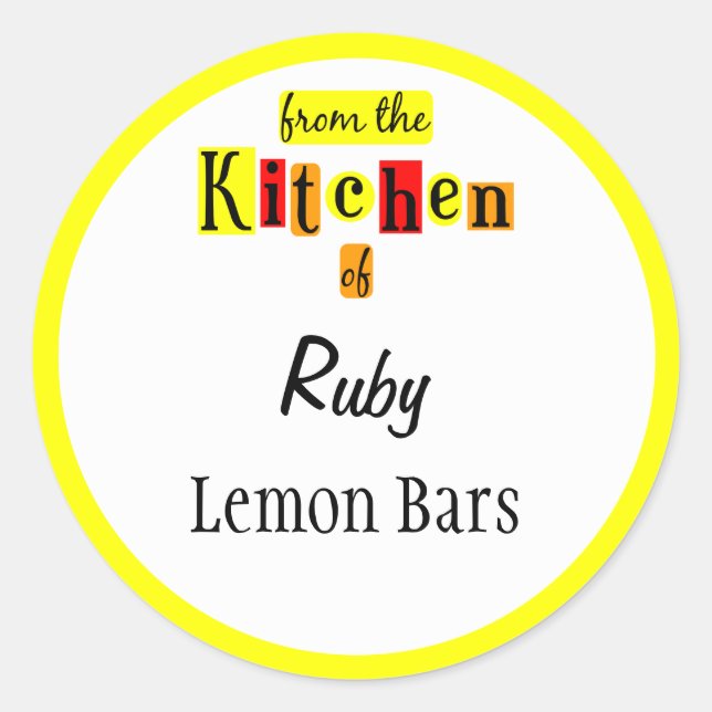 Pegatina Redonda De la cocina de Pegatinas retro Personalizados ama (Anverso)