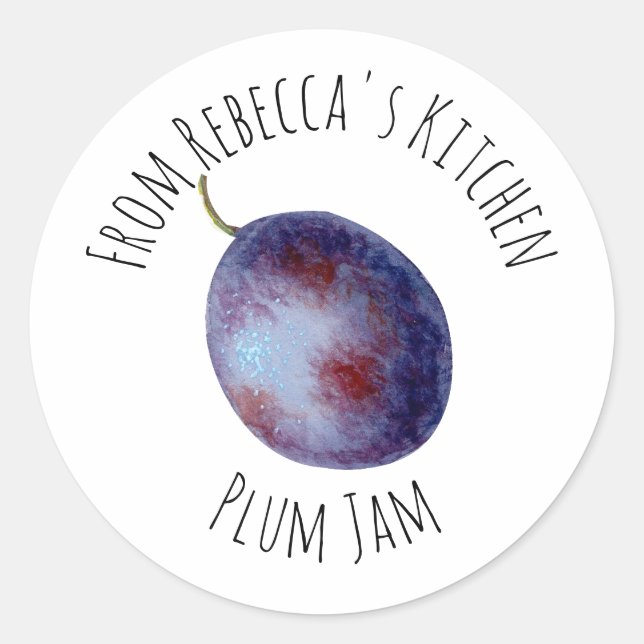 Pegatina Redonda De La Cocina De Plum Jam (Anverso)