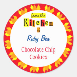 Pegatina Redonda De la cocina de Retro Starburst Editable