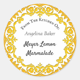 Pegatina Redonda De La Cocina Del Elemento Amarillo Vintage Persona