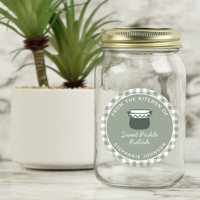 Pegatina Redonda De la cocina del regalo de comida sabia (Food Gift From the Kitchen of Sage Green Classic Round Sticker)