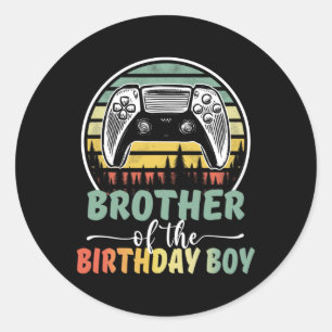 Pegatina Redonda De La Familia De Videojuegos De Cumpleaños