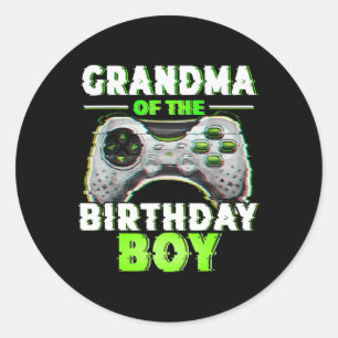 Pegatina Redonda De La Familia De Videojuegos De Cumpleaños