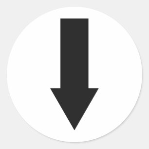 Pegatina Redonda de la flecha icono negro abajo